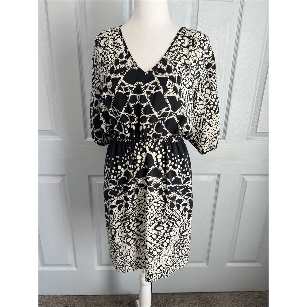 Presley Skye Dress S Anthropologie 100% Silk Cap Sleeve‎ Midi Pocket Mandala